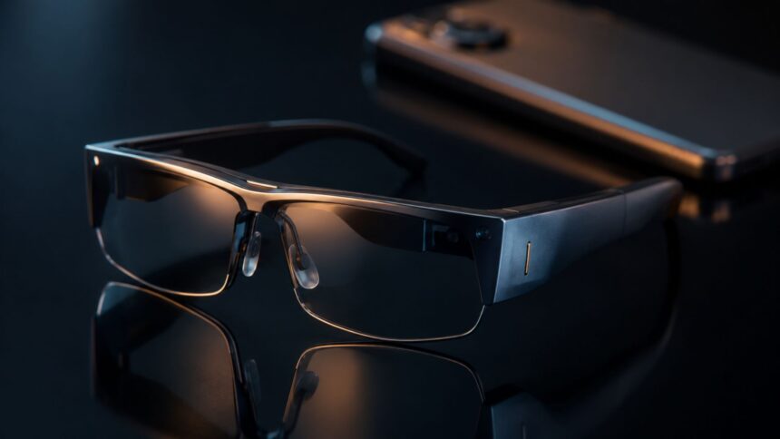 AI smart glasses resting beside a smartphone, representing tech giants' shift beyond smartphones