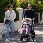 Frank Lampard walking with his family and a child in a stroller