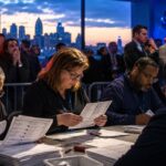Election workers counting ballots during the tense 2026 Michigan Senate Democratic primary election night