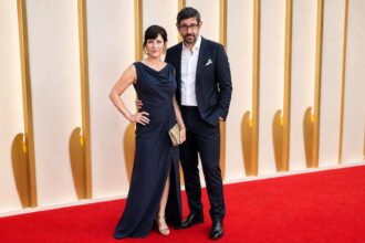 Nancy Strang and Louis Theroux attending a red carpet event