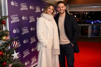 Spencer Matthews and wife Vogue Williams attending Hyde Park Winter Wonderland together